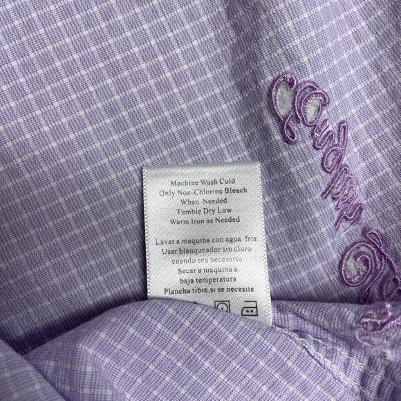 ENGLISH LAUNDRY DRESS SHIRT CHECK TEXTURED FLIP CUFF MENS SIZE 17.5 34/35 PURPLE - Picture 9 of 12
